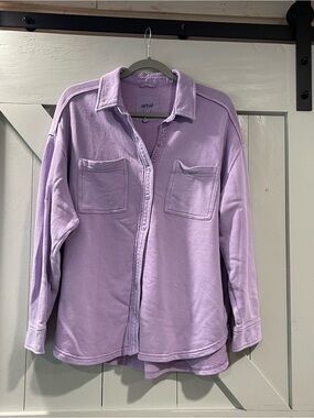 aerie Lavender Button-Up Oversized Shirt
